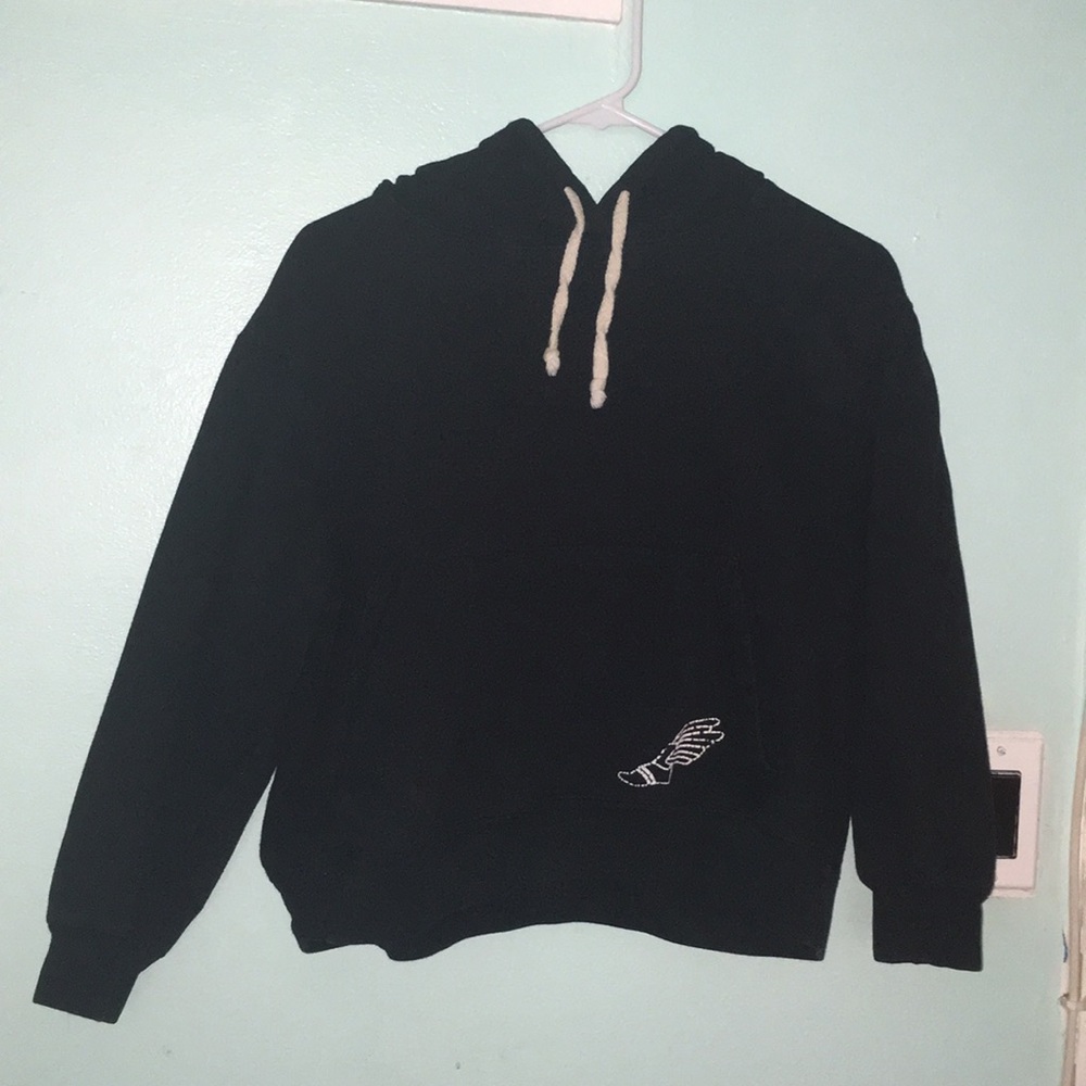 Cropped track and field sweater